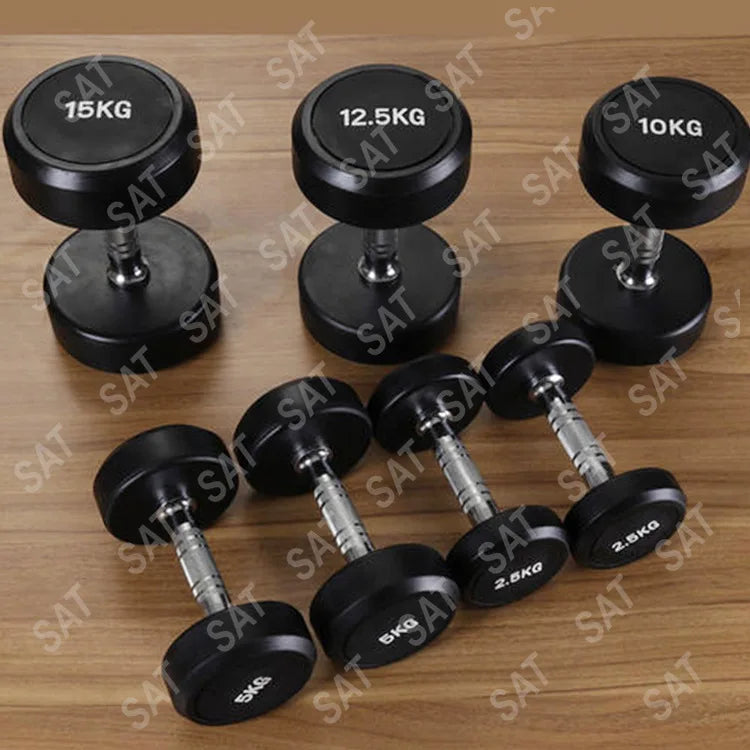 Hot Sale Round Rubber Dumbbells 10kg 20kg 40kg 50kg Weight Dumbbells Home Fitness Equipment Gym Round Dumbbells