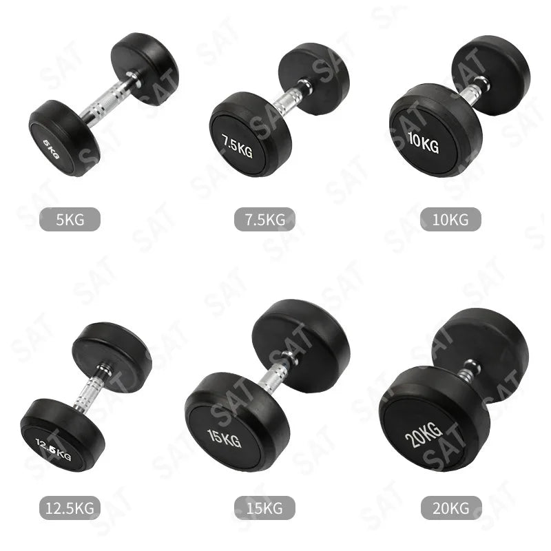 Hot Sale Round Rubber Dumbbells 10kg 20kg 40kg 50kg Weight Dumbbells Home Fitness Equipment Gym Round Dumbbells