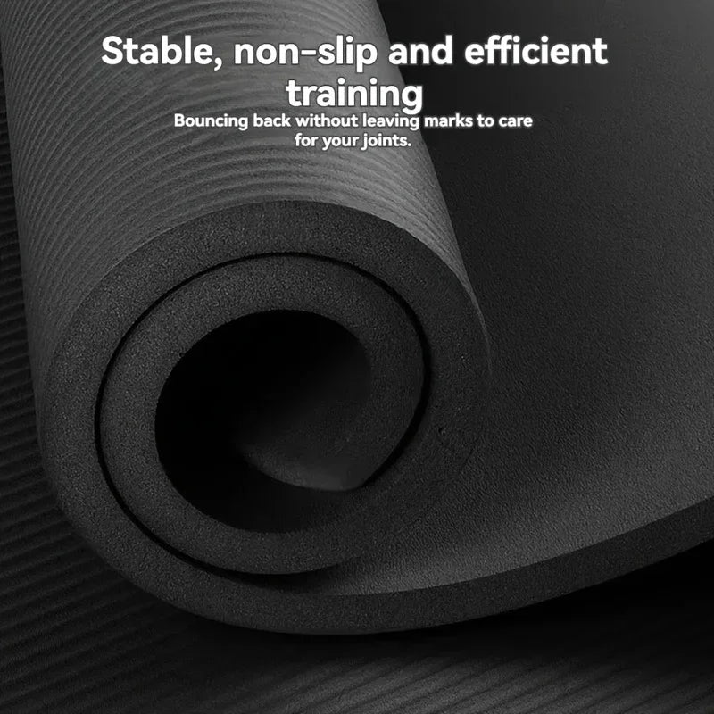 1 thick non-slip black yoga mat - durable NBR rubber, perfect for home fitness training and workouts