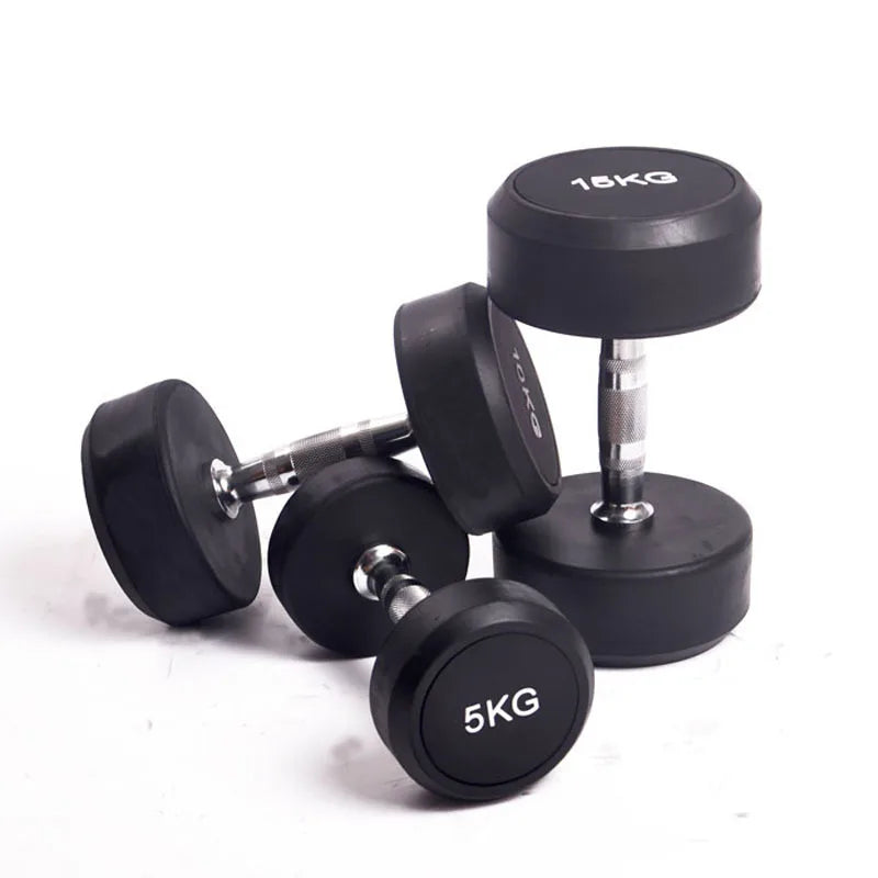 Hot Sale Round Rubber Dumbbells 10kg 20kg 40kg 50kg Weight Dumbbells Home Fitness Equipment Gym Round Dumbbells