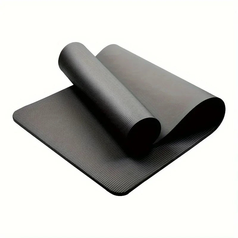 1 thick non-slip black yoga mat - durable NBR rubber, perfect for home fitness training and workouts