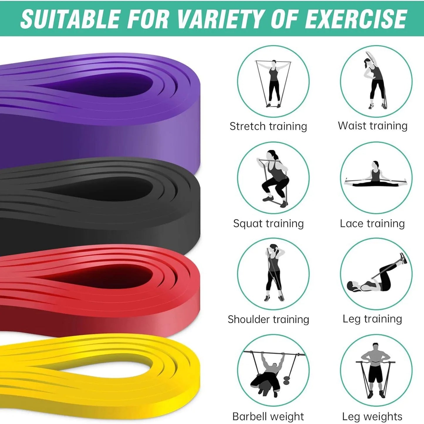 Latex Resistance Bands Pull Up Gym Home Fitness Rubber Expander Loop Strength Assist Workout Training Equipment