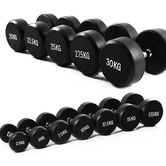 Hot Sale Round Rubber Dumbbells 10kg 20kg 40kg 50kg Weight Dumbbells Home Fitness Equipment Gym Round Dumbbells