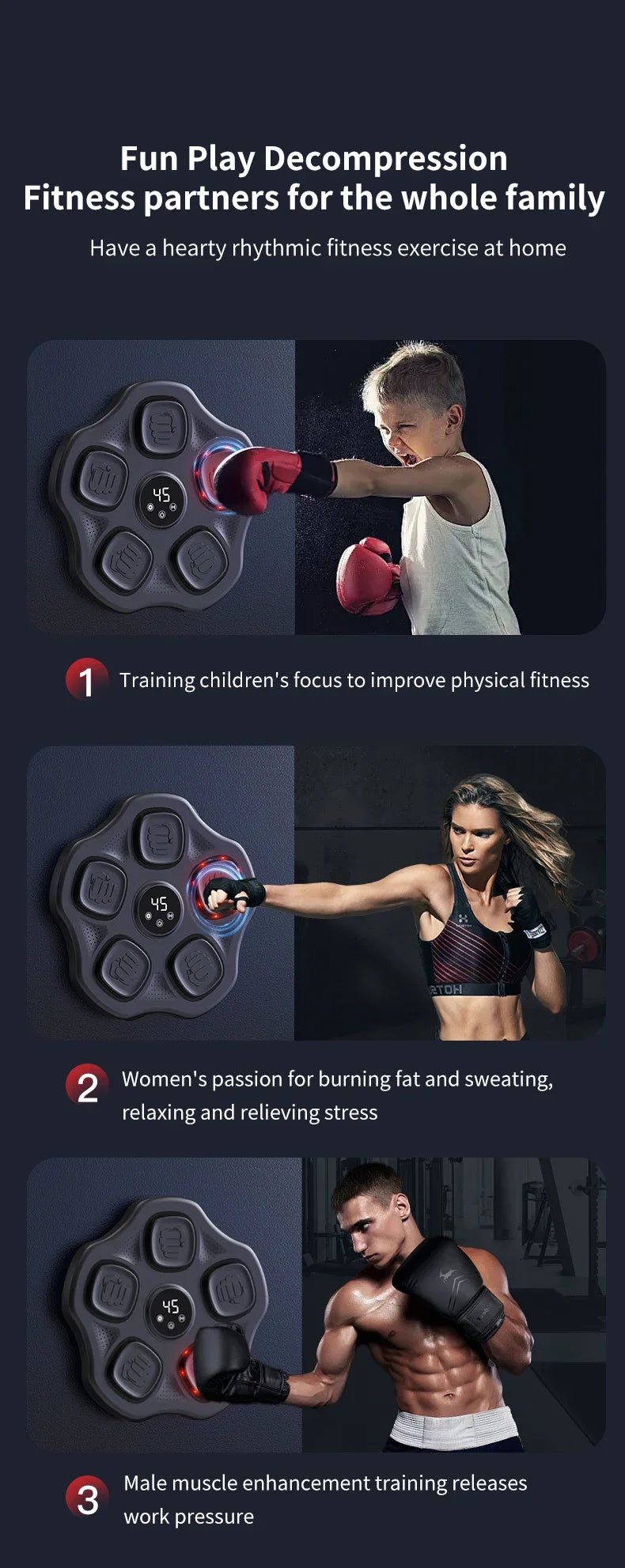 Smart Music Electronic Music Boxing Target Boxing Machine Boxing Decompression Wall Target Home Fitness Training Equipment