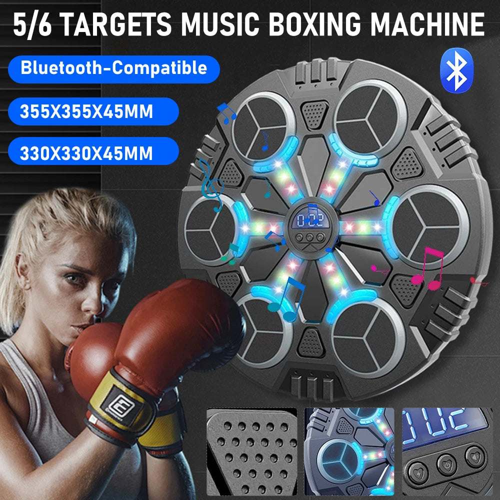 5/6 Target Bluetooth Music Boxing Machine Adjustable Speed Wall Target With Glove Home Fitness Boxing Trainer For Adult/Children