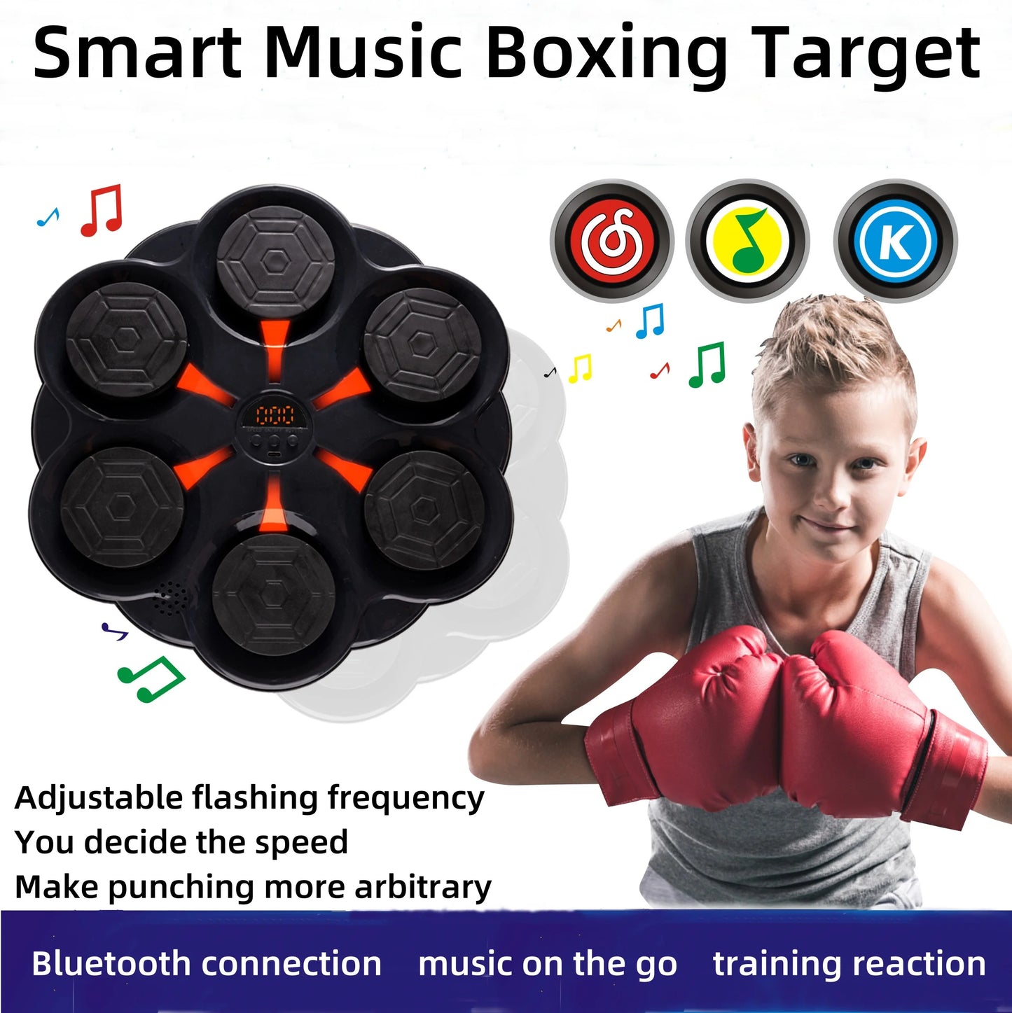 Smart Bluetooth Music Boxing Target Children's Music Boxing Machine Adult Home Fitness Electronic Boxing Wall Target Training