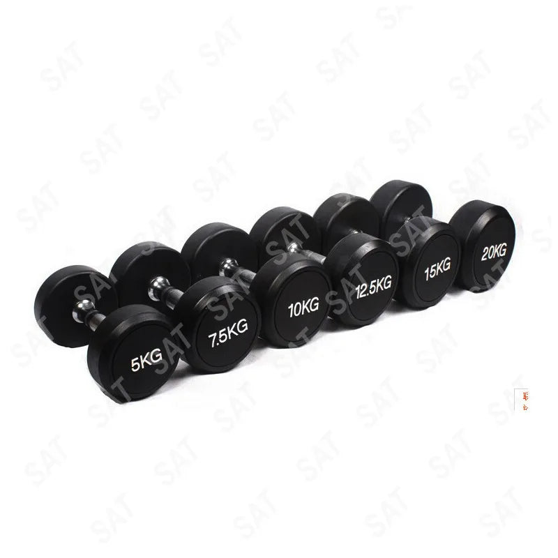 Hot Sale Round Rubber Dumbbells 10kg 20kg 40kg 50kg Weight Dumbbells Home Fitness Equipment Gym Round Dumbbells